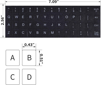 English Keyboard Stickers, 2 Pack Replacement Keyboard Letters Sticker with White Font on Black Background Universal for Computer Laptop Desktop, Matte Alphabet Stickers